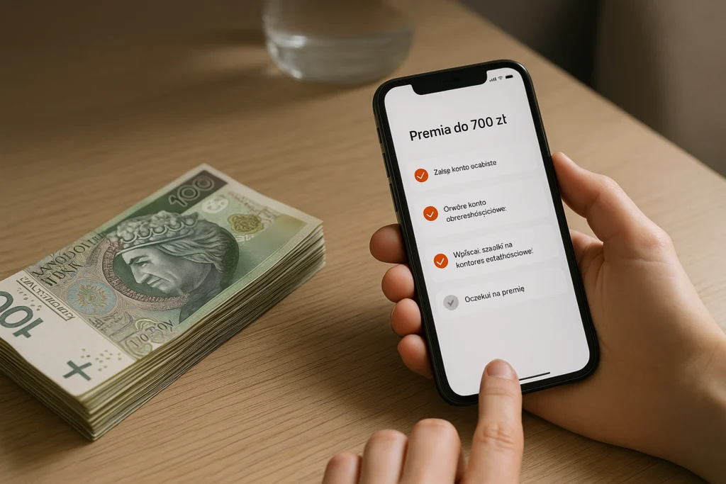 ING oferuje nawet 700 zł dla nowych klientów. W aplikacji widać kolejne kroki